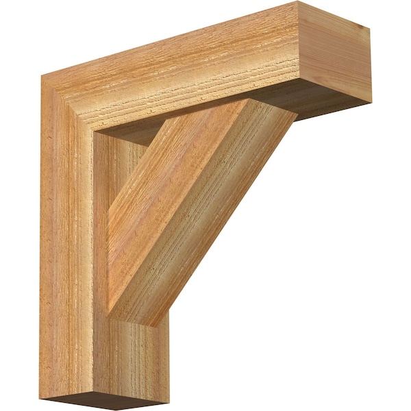 Ekena Millwork Traditional Block Rough Sawn Bracket w/ Offset Brace, Western Red Cedar, 6"W x 18"D x 18"H BKT0604X18X18TRA05RWR - main